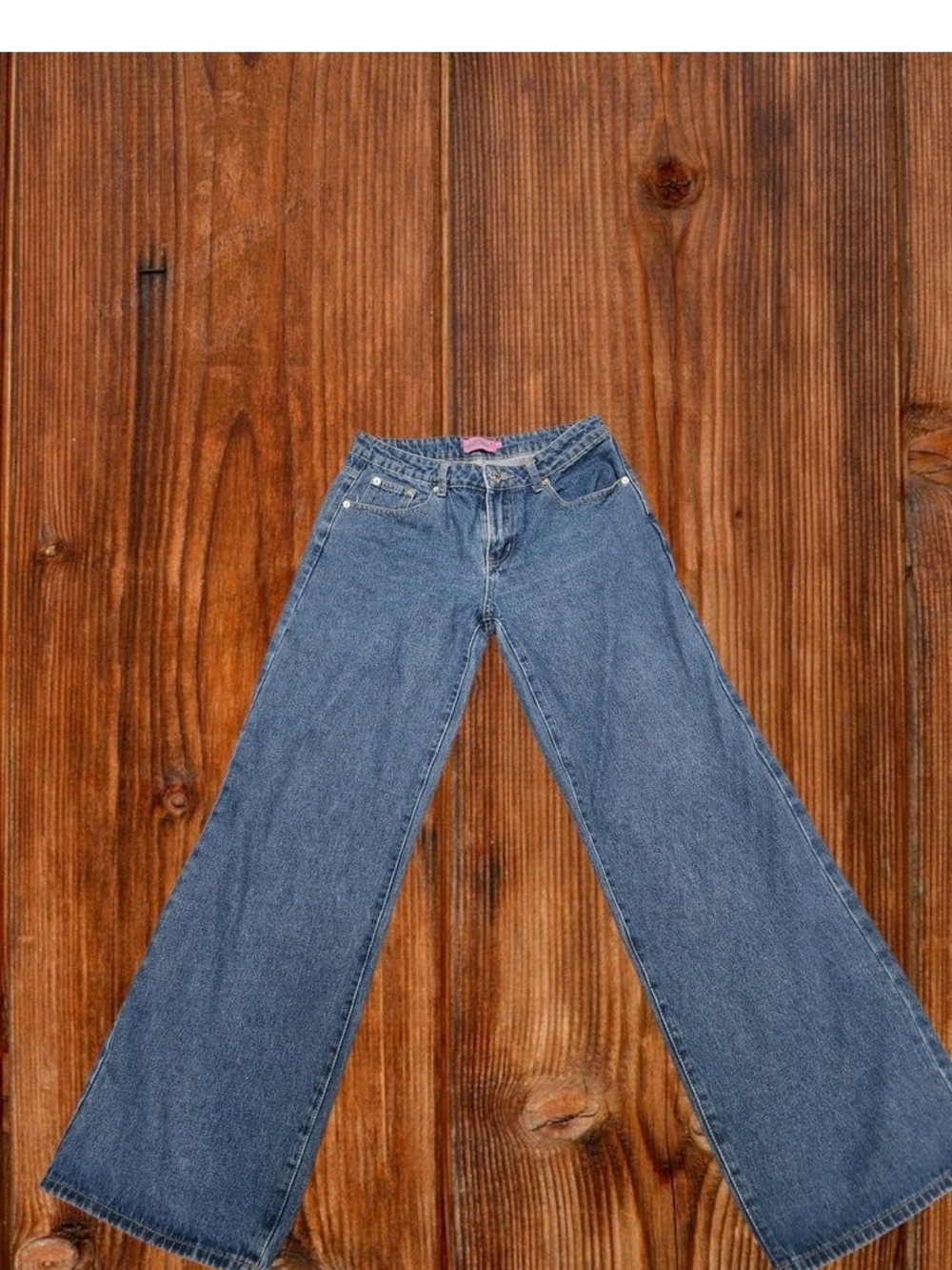 Edikted Medium Blue Wide-Leg Flare Jeans